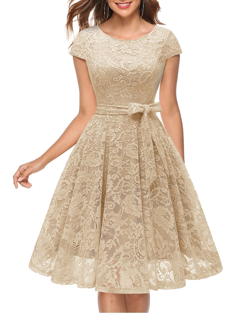 Dressystar Women Short Lace Bridesmaid Dresses Female Cap-Sleeve Formal  Party Dresses - Walmart.com