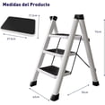 thumbnail image 2 of Escalera Plegable Multifuncional Bluelander, Tipo Tijera 3 Peldaños, Antideslizante, Blanco, 2 of 5