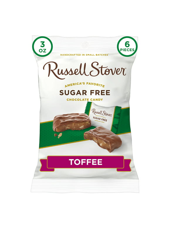 RUSSELL STOVER Sugar Free Toffee Chocolate Candy, 3 oz. bag ( 6 pieces)