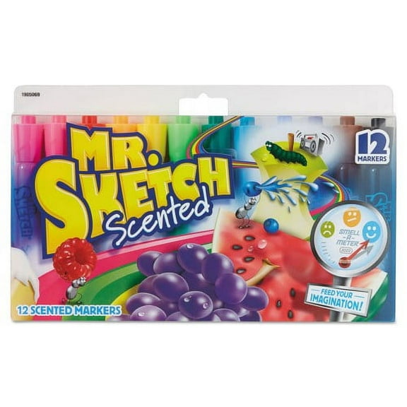 Mr. Sketch Scented Watercolor Marker, Broad Chisel Tip, Assorted Colors, 12/Set (1905069)