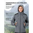 thumbnail image 5 of CAMEL Women's Lightweight Raincoat Hooded Jacket Windbreaker Casual Coat, Black Gray, 5 of 13