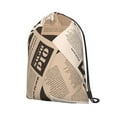 thumbnail image 2 of XMXT Waterproof Gym Bag, Old Newspaper Hand Drawn Drawstring Backpack for Men, m Brown, 2 of 8