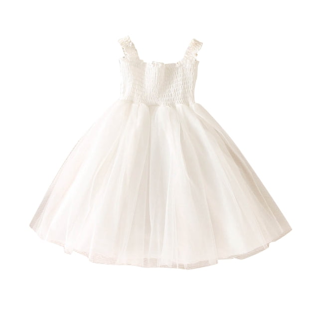 Yanlir Robe Princesse Imprimée Sans Manches à la Mode pour Fille, Mignonne et Respirante, Robe de Fête, Tenue d'Été à Col Rond pour la Maison des Enfants, Chemise de Nuit et Tenue Décontractée (Blanc#1, 2-3 Ans)