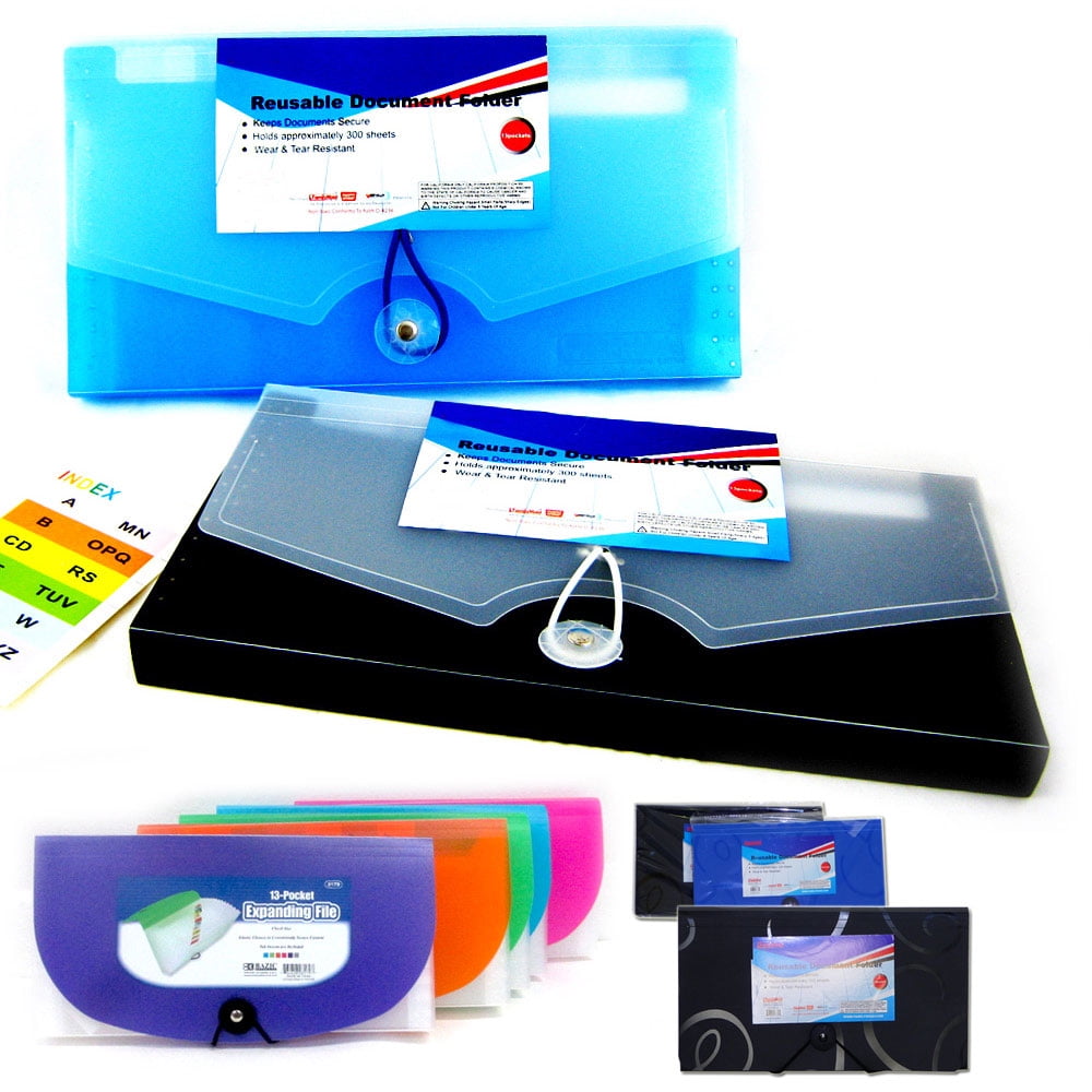 Blue STOBOK 13-Pocket Expanding File Folders A4 Accordion Document Paper Organizer for School Teacher and Office,1pcs 