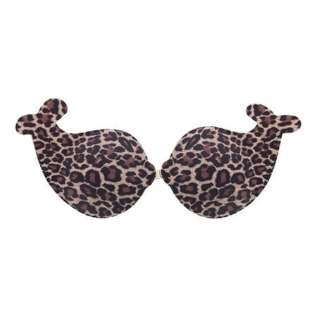 Sticky Bra  Reusable strapless self-adhesive Invisible Brassiere  Silicone Leopard Pattern Bra for Women