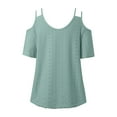 thumbnail image 4 of Easter Shirts for Women Womens Tops Plus Size Womens Summer Tops Loose fit Ruffle Short Sleeves U Neck Shirts Trendy off Shoulder Solid Color Mesh Blouses Tops Graphic Tees for Women Plus Size 3Xl, 4 of 4