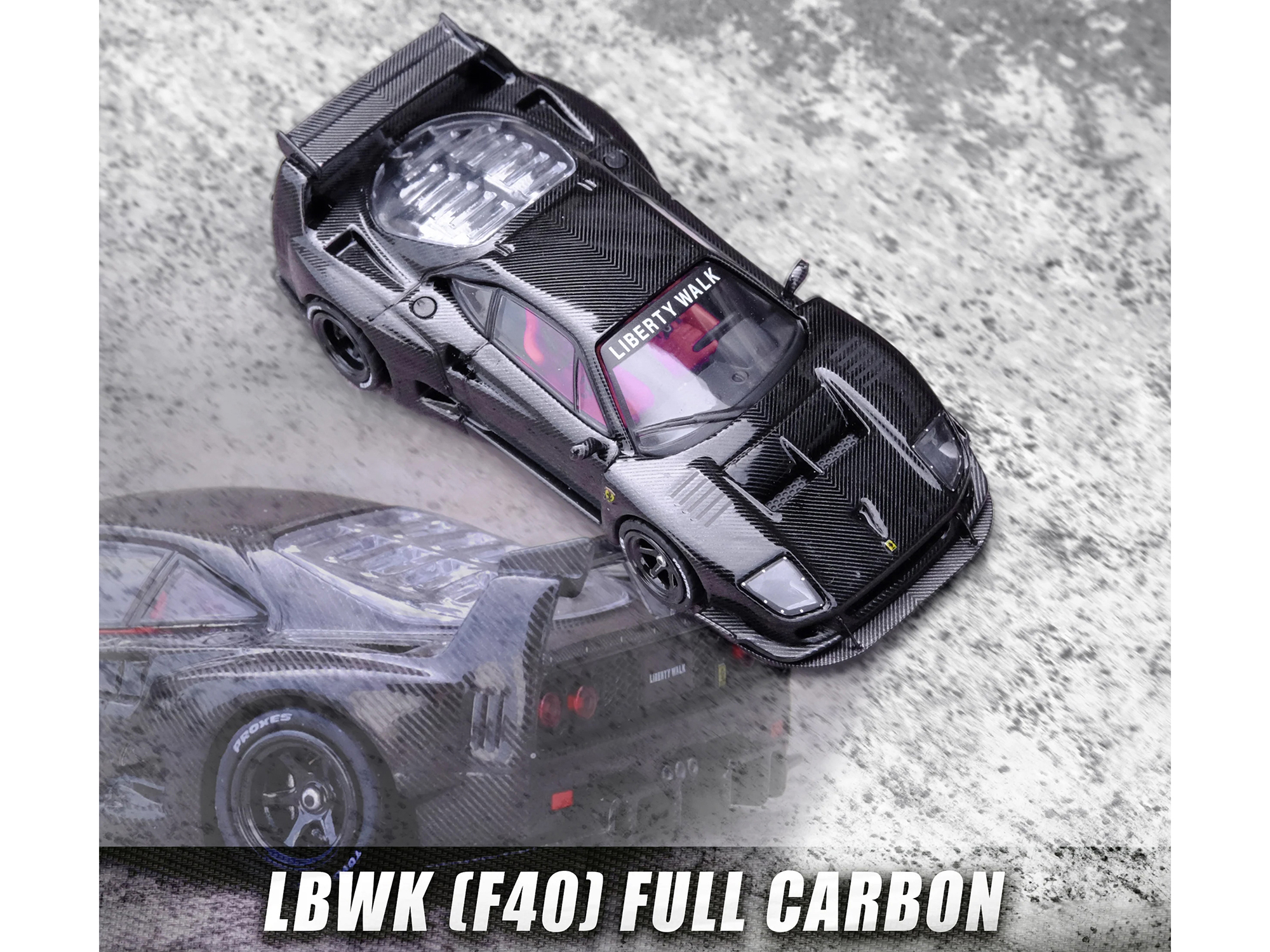 LBWK (Liberty Walk) F40 Full Carbon Fiber 1/64 Diecast Model