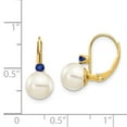 thumbnail image 4 of Primal Gold 14 Karat Yellow Gold 7-7.5mm White Round Freshwater Cultured Pearl Sapphire Leverback Earrings, 4 of 4