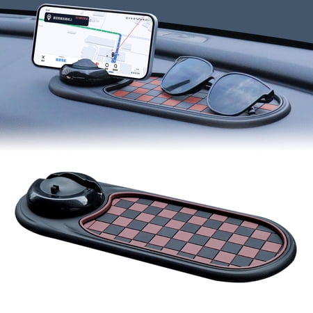 Universal Anti-Slip Car Dashboard Mat with 360&deg; Rotating Phone Holder - Organizer Pad for Phones Sunglasses Keys Non-Sticky with Parking Number Display for Car Gadgets