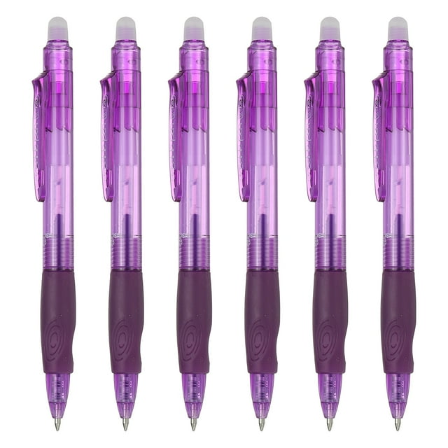 Uxcell 6Pcs Erasable Gel Pens, 0.5mm Retractable Fine Point Heat Erasable Marking Pen Smooth Writing Fabric Markers for Sewing Drawing Writing Planner, Purple Ink
