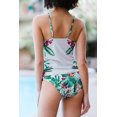 thumbnail image 1 of ABPHQTO Conjunto de tankini fruncido con estampado de hojas y flores blancas para mujer, 1 of 5