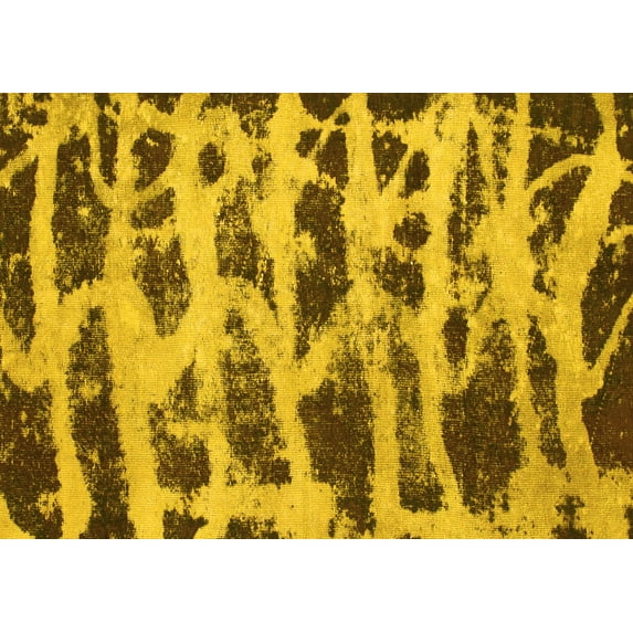 Ahgly Company Machine Washable Indoor Rectangle Abstract Yellow Modern Area Rugs, 4' x 6'