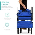 thumbnail image 2 of Best Choice Products Collapsible Folding Outdoor Utility Wagon with Canopy Garden Cart w/ Removable Canopy - Blue, 2 of 7