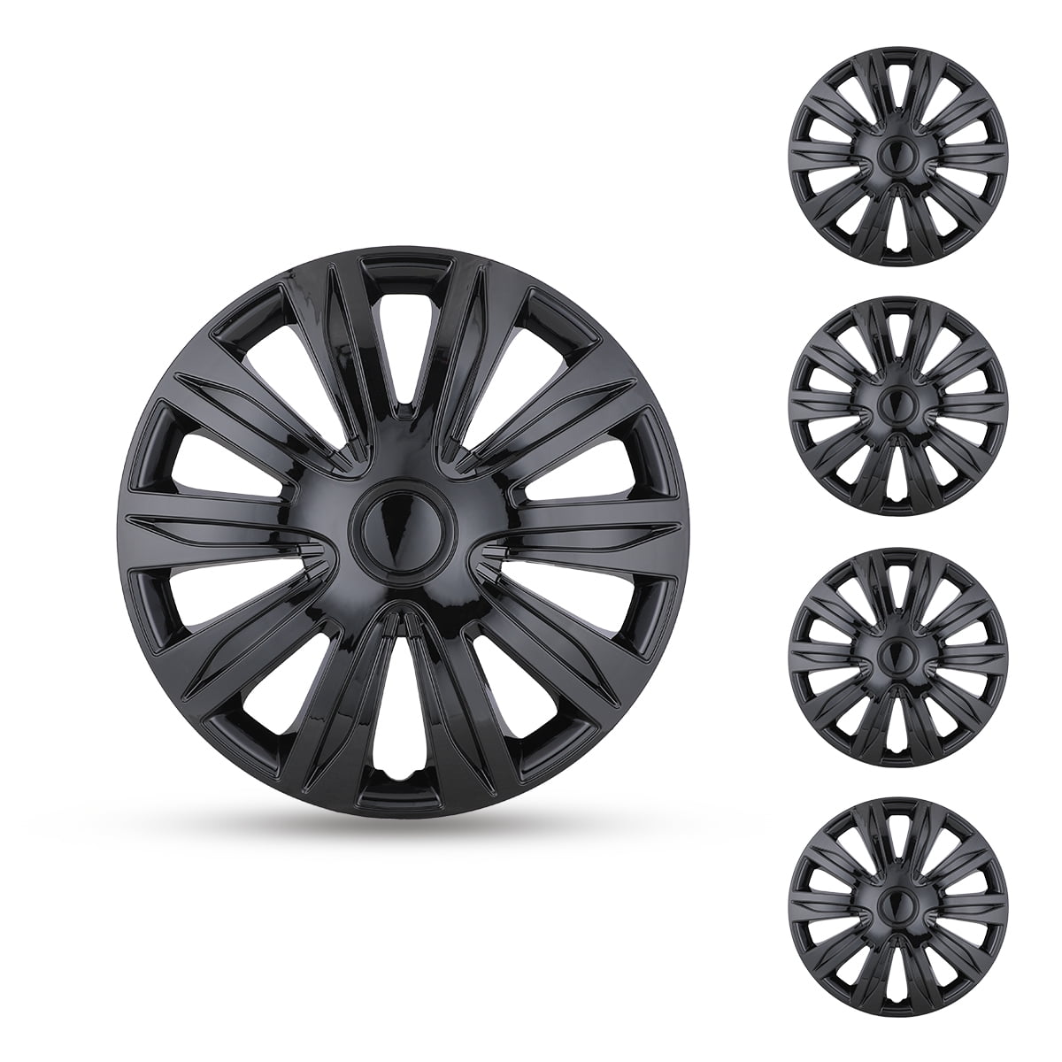 Set of 4 Hubcaps Wheel Cover Replacement 16" Hub Caps Universal Wheel Rim Cover ABS Material Exterior Accessories Snap on Car Truck SUV 16-inch . Silver Lacquer & Black Lacquer