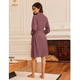 thumbnail image 3 of Ekouaer Robes for Women Waffle Knit Bathrobe Lightweight Kimono Robe Knee Length Loungewear with Pockets, 3 of 6