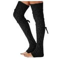 thumbnail image 2 of HKYNLAG Womens Leg Warmers Cable Knitted Thigh High Socks Winter Over Knee Boot Socks Leggings Black One Size, 2 of 4