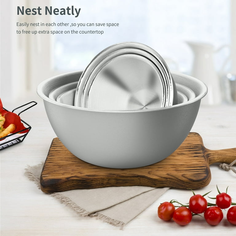 FineDine Stainless Steel Mixing Bowls (Set of 5) Stainless Steel Mixing  Bowl Set - Easy To Clean, Nesting Bowls for Space Saving Storage, Great for
