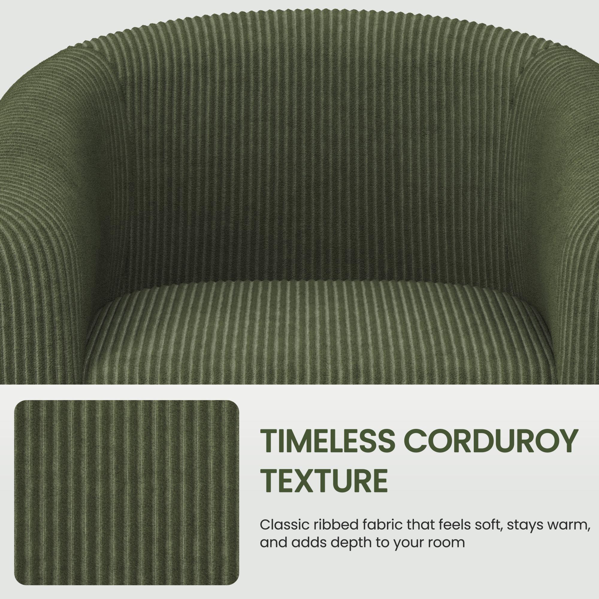 Renwick Upholstered Corduroy Accent Chair Set of 2, Dark Green photo 6
