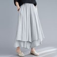 thumbnail image 2 of yunLXC Clearance Sale Summer Pants for Women Cotton And Linen Wide Leg Pants Artistic Solid Color Cropped Pants Women's Skirt Pants lightweight summer pants for women breathable Grey A, 2 of 5