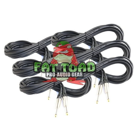 Live Wire Instrument Cable Guitar Cords (6 Pack) Instrument Cable by Fat Toad 2 FT 1/4 Inch Straight-End Wires for Electric or Acoustic Guitar, Bass, Keyboards and Music Sound Recording Studio Shielded 2 Gauge Patch Conductor ()