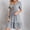 Gray plus size a line dress a1, variant on Uscallm Women Plus Size V Neck Short Sleeve Mini A-Line Flowy Dress Casual Party Solid Summer Outfits, Navy 4XL