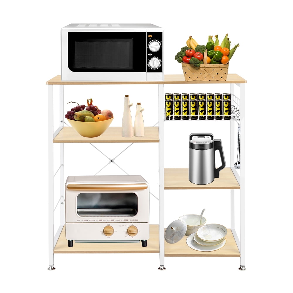 3-Tier Kitchen Baker's Rack Utility Microwave Oven Stand Storage Cart  Workstation Shelf White Oak