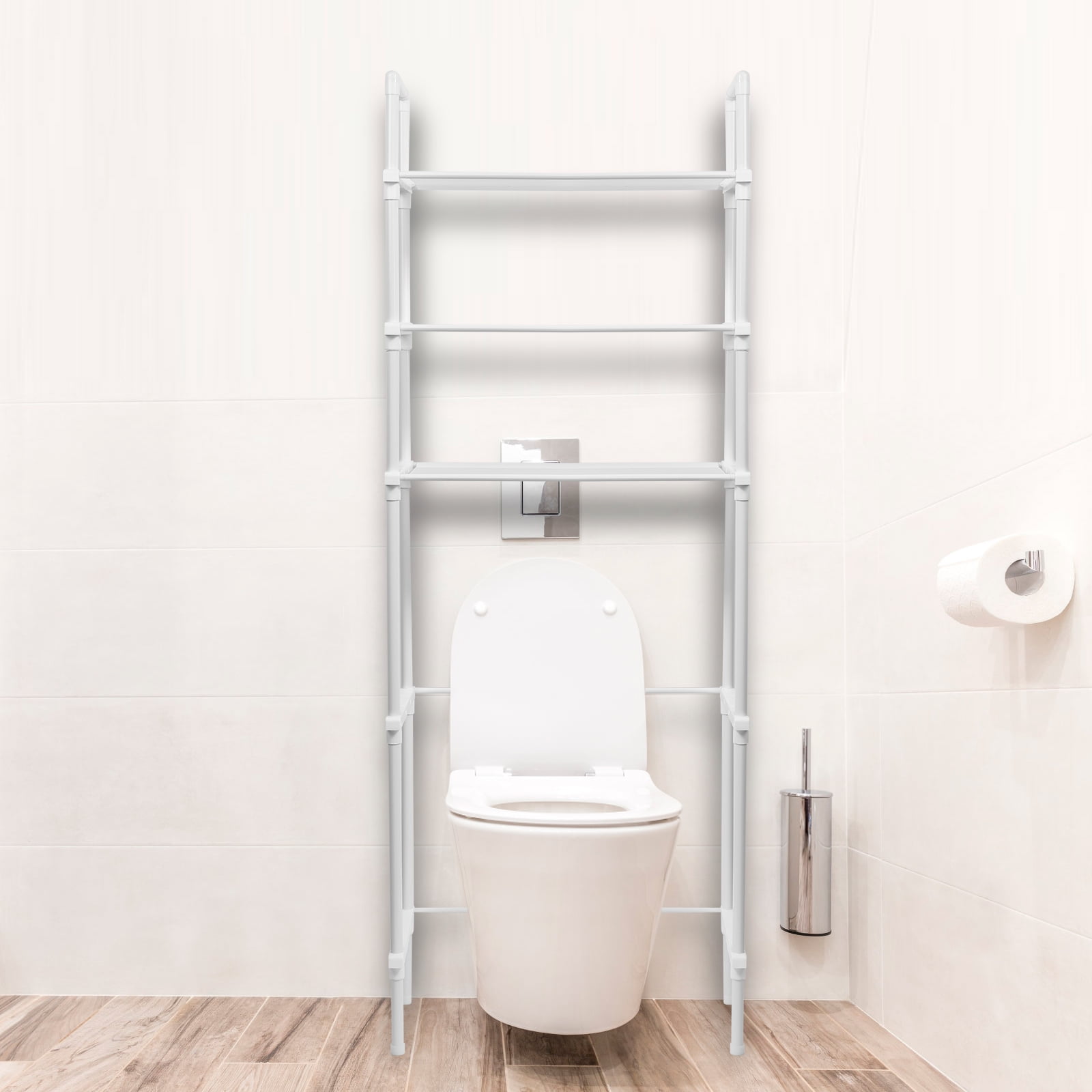Dznils Over the Toilet Storage Shelf, 3-Tier Steel Bathroom Storage Organizer Space Saver, White