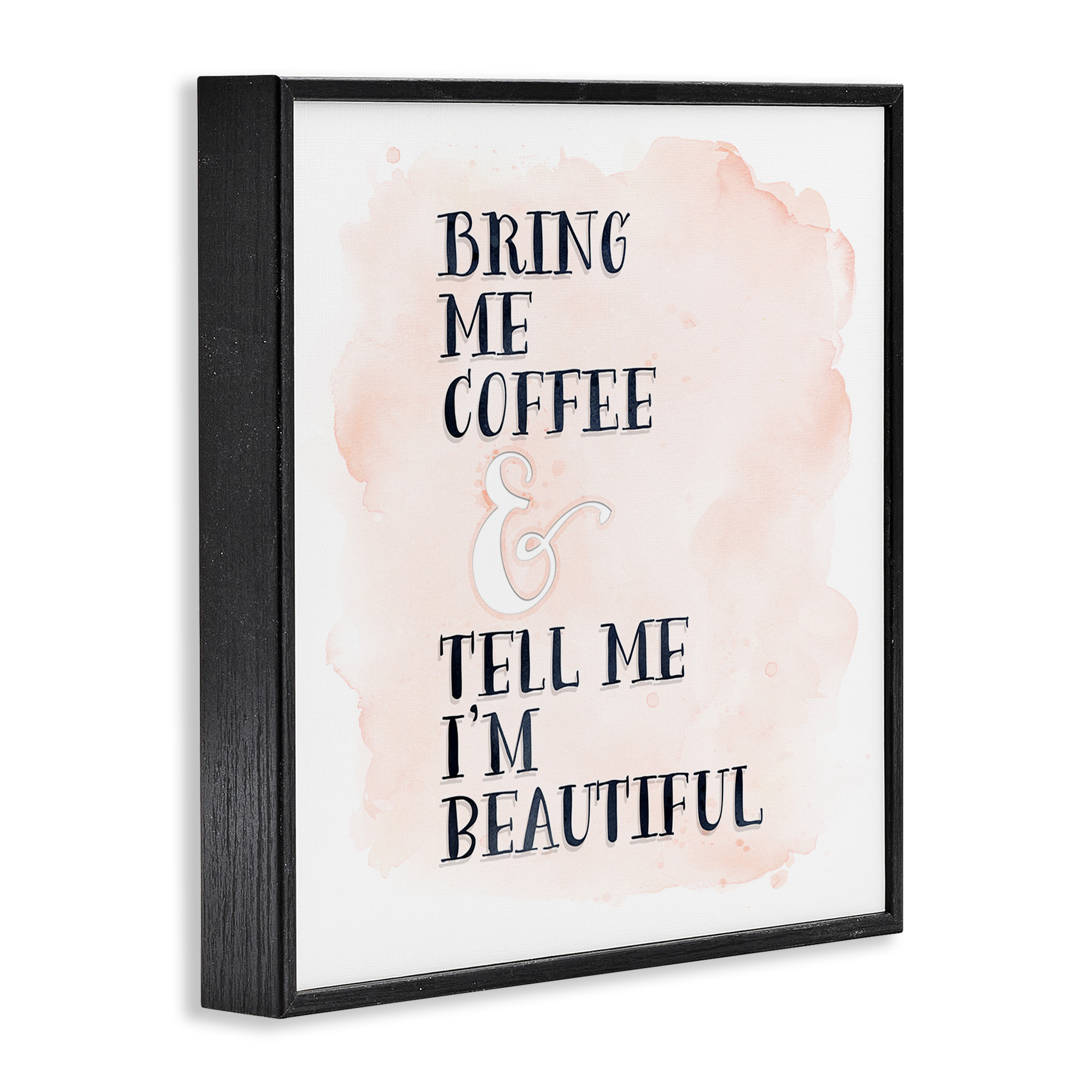 Stupell Industries Bring Me Coffee Romantic Phrase Typography Painting Black Framed Art Print Wall Art, 17 x 17