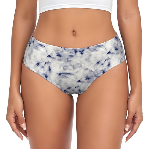Fotbe Indigo Tie Dye Calzones Estampados para Mujer – Ropa Interior de Algodón, Cómoda, Suave y Elástica-4X-Large