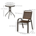 thumbnail image 2 of 3-Piece Patio Bistro Set, 2 Stackable Wood Grain Armchairs and Water-Ripple Tempered Glass Table, Weather-Resistant Steel Frame Furniture for Garden, Balcony, Dark Brown, 2 of 7
