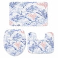 thumbnail image 2 of Beach Blue Coral Bathroom Rugs Set Retro Nautical Coastal Sea Watercolor Coral Non Slip Absorbent Soft Bath Mats 3 Piece Set with Bathroom Rug, U-Shaped Floor Mat, Toilet Seat Cover Large Size, 2 of 9