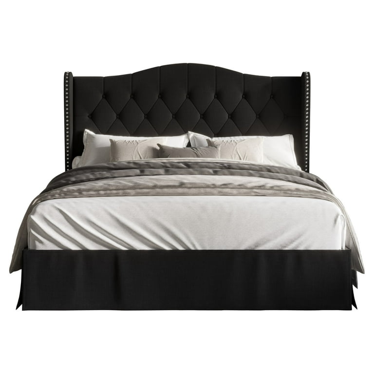 Black upholstered twin bed deals