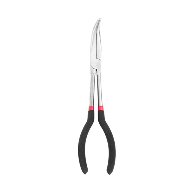Mistaha 11 Inch 280MM Extended Reach 90-Degree Bent Nose Pliers with Stick-On Plastic Handle