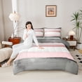 thumbnail image 4 of Castle Fairy Stripes Girl Twin Comforter Sets,Vintage Minimalist Lines Bedding Set, 4 of 8