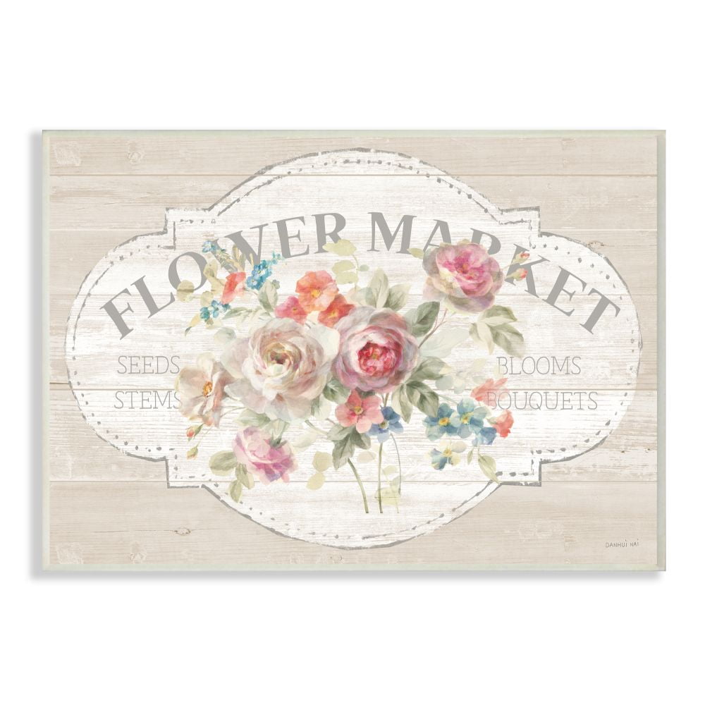 Stupell Industries Vintage Flower Market Sign Wall Plaque Art by Danhui