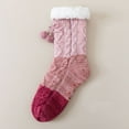 thumbnail image 5 of WMNTST Womens Fuzzy Socks With Grips Color Block Textured Crew Sock With Cute Pompoms Cozy Winter Socks, 5 of 5