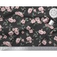 thumbnail image 2 of Soimoi Black Cotton Duck Fabric Leaves & Peony Floral Printed Fabric 1 Yard 42 Inch Wide, 2 of 3