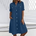 thumbnail image 5 of Smsaxvxz Summer Denim Dresses for Women 2026 Casual Short Sleeve Button Down Shirt Dresses with Pockets Loose Fit Sundress Blue L, 5 of 8