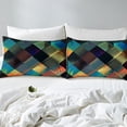 thumbnail image 4 of Twin Size Sheet Set for Men & Women - Luxurious Diamond Geometric & Grid Plaid Design | Colorful Checkered & Abstract Sheets for Boys Girls | Modern Geometry Diamond Striped Bed Sheets Set, 4 of 5