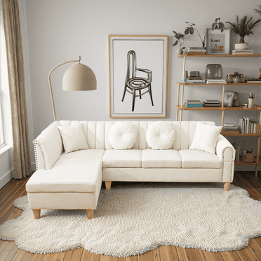 Dovelina Modern Adult Beige Lint 2-Piece Couch Living Room Sofa Set