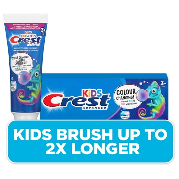 Dentifrice au fluorure avancé Crest pour enfants, saveur de gomme à bulles, 85mL