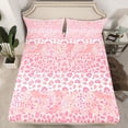 thumbnail image 2 of jejeloiu Cute Leopard Print Queen Sheet Sets,Modern Fulid Ink Flat Sheet,Pink Cheetah Pattern Queen Fitted Sheet For Adults,Ultra Soft Home Decor,4pcs, 2 of 7