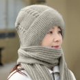 thumbnail image 3 of D GROEE Ladies Winter Hat Women's Winter Hat Knitted Thick Solid Color Double layered Windproof Warm Soft Ear Elastic Anti slip Beanie Scarf Combo, 3 of 7