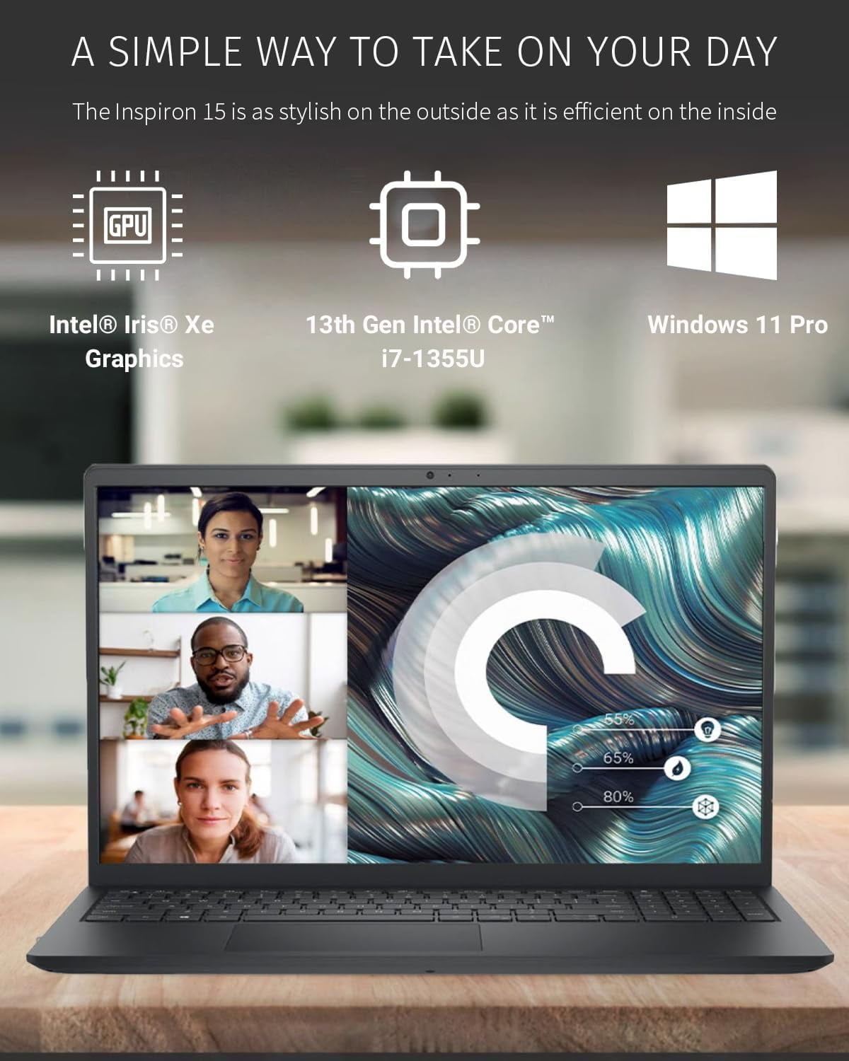 Dell Inspiron 15.6" FHD Touchscreen Business Laptop, Intel Core i7-1355U, 16GB, 1TB SSD, Black