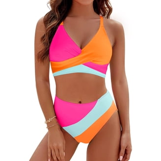 INSPIRE CHIC Women's Ribbed Bikini Set 2 Piece Sports Crop Top