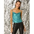 thumbnail image 3 of Top De Camisola Cuello Redondo Escote Metálico Brillante Correa De Espagueti Blusa Sin Mangas Para Mujer Verde Menta XL, 3 of 6