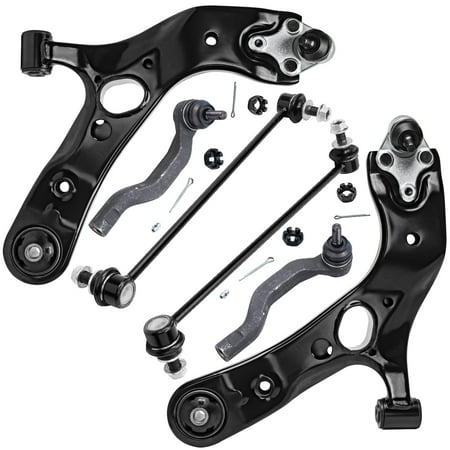 Detroit Axle - Front Lower Control Arms w/Ball Joints + Outer Tie Rod Ends + Sway Bars Replacement for Toyota RAV4 Lexus NX200t NX300 NX300h - 6pc Set