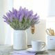 thumbnail image 2 of piezas de flores artificiales de lavanda, 7 ramas, arbustos de flores falsas de color púrpura y verde, 2 of 5