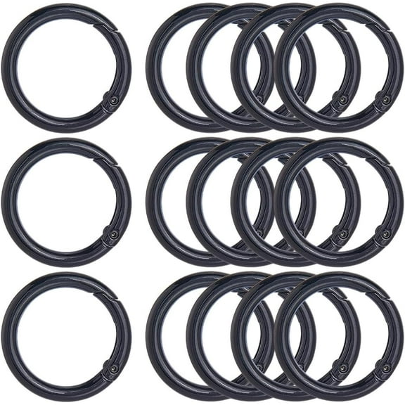 1Box 18Pcs Zinc Alloy Spring Gate Rings Round Ring Black 6 Gauge Inner Diameter: 25mm 33x4mm