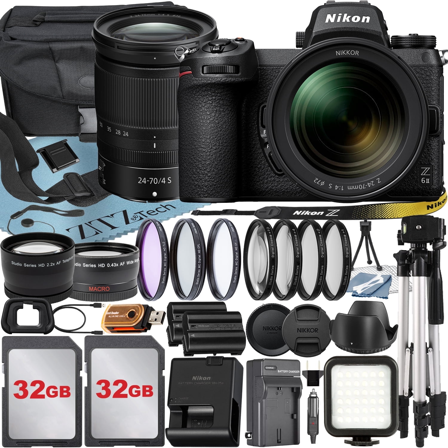 Nikon Z6 II Pro Mirrorless Camera, NIKKOR Z 24-70mm Lens, 2x128GB